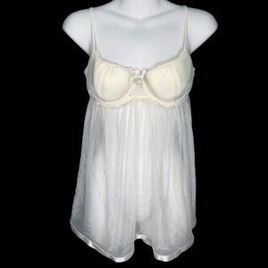 Victoria’s Secret Sexy Little Things Babydoll Bridal White Satin Lace 36C